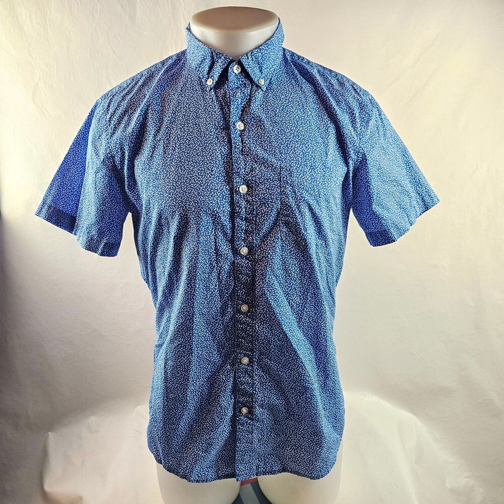 Bonobos Shirt Mens Medium Blue White Button Down Pattern Slim Fit Casual Preppy